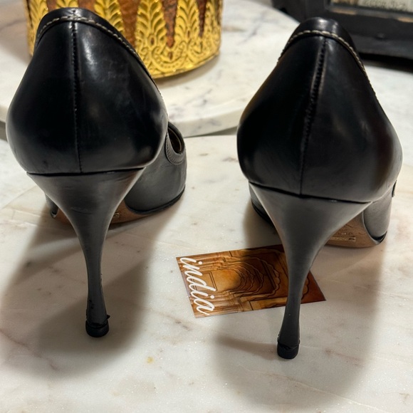 DOCE & GABBANA - AUTHENTIC — Peep Toe Pumps with Buckle Strap Heels - SIZE: 38 - Picture 10 of 16